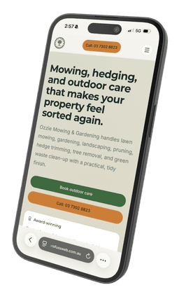 Ozzie Mowing & Gardening - real tradie website built by ZeroFuss Web in 24 hours